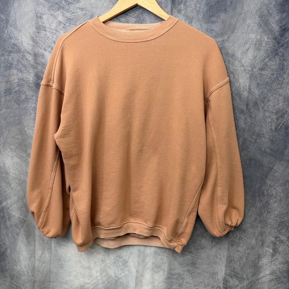 Aerie Tan Oversized Balloon Sleeve Crewneck Sweatshirt XXS Soft Girl Lounge